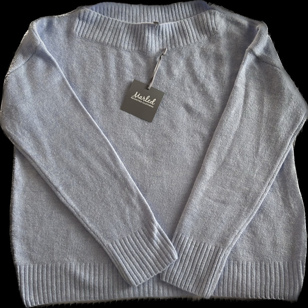 50%offw❤️New marled lavender sky light blue boat neck sweater L